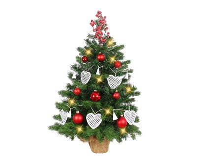 Ozdobený stromeček SRDÍČKOVÉ VÁNOCE 75 cm