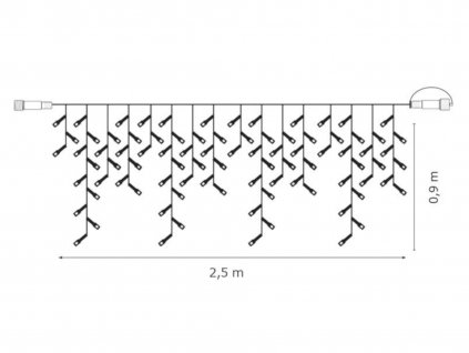 Vánoční světelný řetěz s převisy TEPLÁ BÍLÁ 2,5 x 0,9 m - STANDARD - spojovací