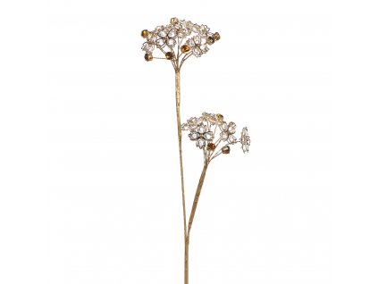 Luxusní zlatá kytka s květy z kamínků 51 cm