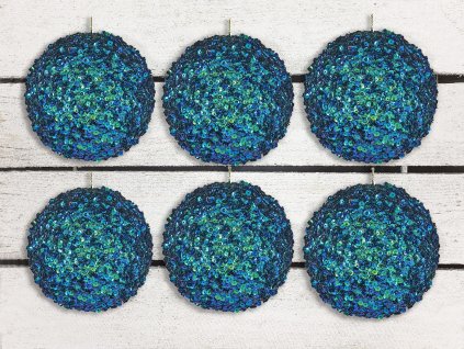 Sada 6 ks ozdob: Ozdoby luxusní s glittery 10 cm