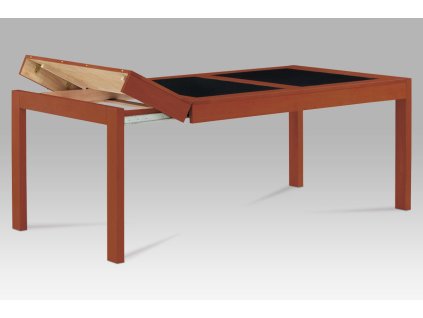 Jídelní stůl rozkládací třešeň s černým sklem 160 - 240 x 90 cm
