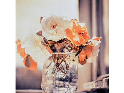 Obraz na platně váza s kytkou 70 x 70 cm