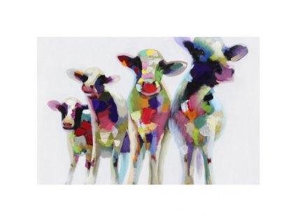 Ručně malovaný obraz s kravičkami 80 x 120 cm