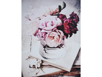 Obraz na plátně s kyticí růží 75 x 100 cm