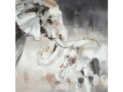 Ručně malovaný obraz sloni 100 x 100 cm