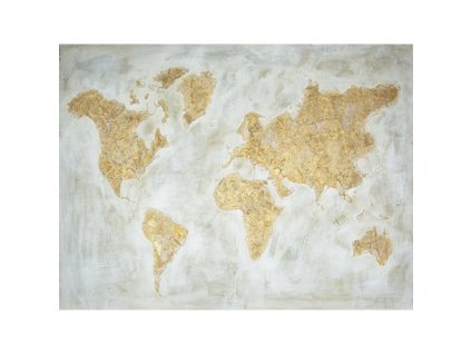 Ručně malovaný obraz mapa světa 90 x 120 cm
