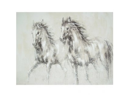 Ručně malovaný obraz s koňmi 90 x 120 cm
