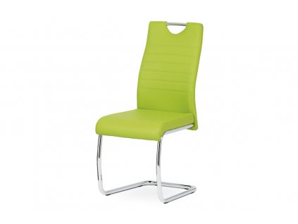 Jídelní židle zelená ekokůže / chrom