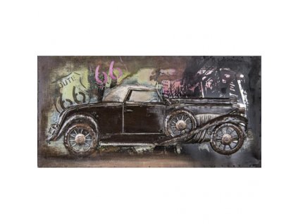Kovový obraz historické auto 80 x 40 cm