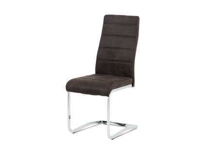Jídelní židle šedá imitace broušené kůže / chrom