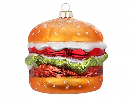 Vánoční skleněná ozdoba Cheesburger 10 cm