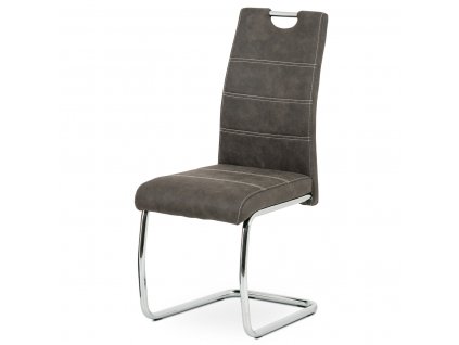 Jídelní židle šedá imitace broušené kůže / chrom