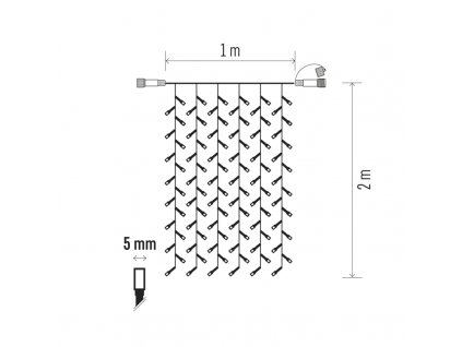 Vánoční světelný řetěz s převisy TEPLÁ BÍLÁ 1 x 2 m - STANDARD - spojovací