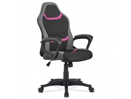 Kancelářská židle černá / šedá / růžová látka