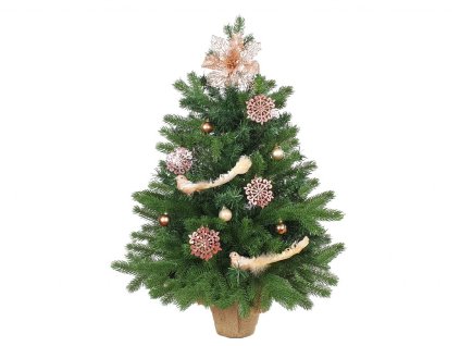 Ozdobený stromeček MĚDĚNÁ VLOČKA 60 cm