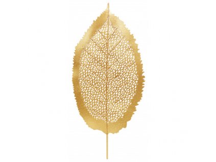Kovová nástěnná dekorace zlatý list 40 x 80 x 5 cm