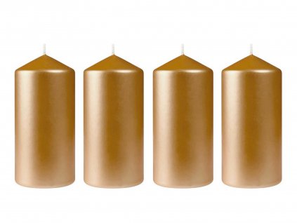 Sada 4 ks: Svíčky metalické zlaté 4 x 6 cm