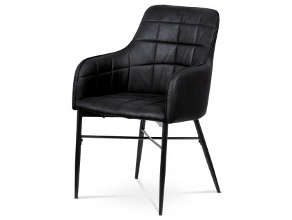 Jídelní židle černá vintage kůže / kov