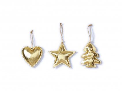 Sada 3 ks ozdob: Ozdoby zlaté 11,5 cm