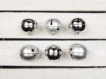 Sada 6 ks ozdob: Ozdoby rolničky stříbrné 6 cm