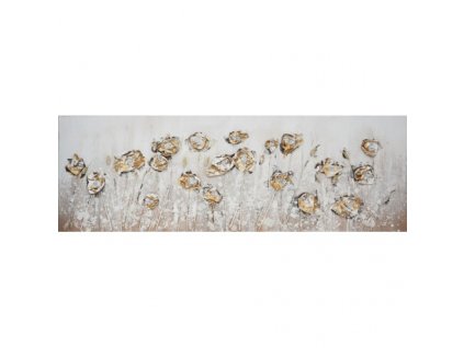Ručně malovaný obraz s květinami 40 x 120 cm
