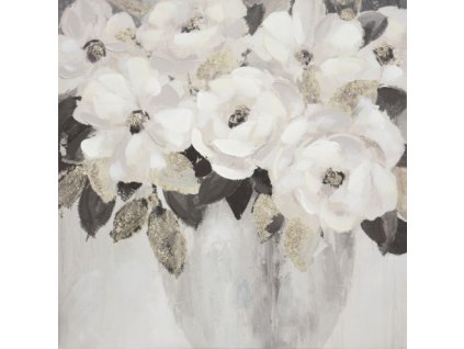 Ručně malovaný obraz s květinami 80 x 80 cm