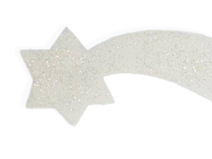 Kometa pěnová s glitery bílá 30 x 12 cm