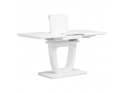 Jídelní stůl rozkládací matná bílá / sklo 110 + 40 x 75 x 76 cm