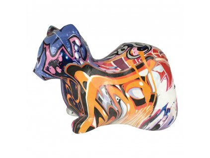 Polyresinová dekorace barevná kočka 21 cm