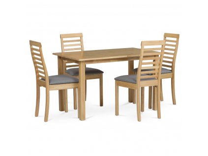 Sada 1+4 jídelní stůl s jídelními židlemi 120 x 75 cm dub
