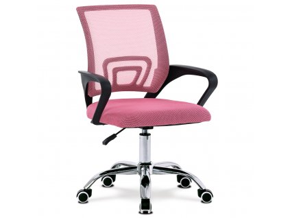Kancelářská židle růžový potah MESH / kov