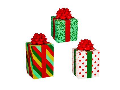 ZAPŮJČENÍ - Sada 3 dárků s červenou mašlí 30,5, 35 a 41,5 cm