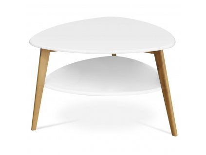 Stůl konferenční 78 x 77 x 50 cm bílá MDF deska / bambus