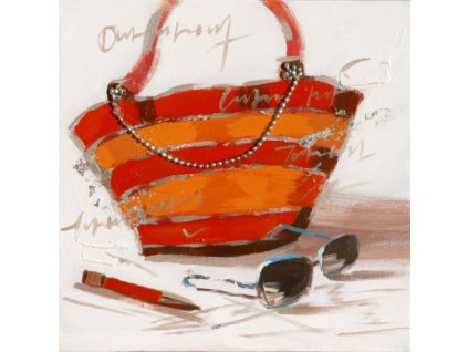 Ručně malovaný obraz 30 x 30 cm kabelka