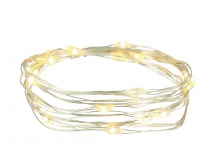 LED drátek stříbrný TEPLÁ BÍLÁ 1,9 m