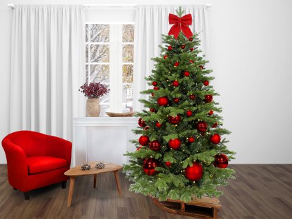 ZAPŮJČENÍ - Ozdobený stromeček ČERVENÉ VÁNOCE II 270 cm