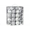 Sada 44 ks ozdob: Ozdoby kulaté stříbrné mix 4 a 5 cm