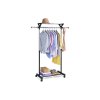 Stojan na šaty s regálem černý / chrom 84 - 133 x 103 - 175 cm