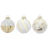 Sada 3 ks ozdob: Ozdoby kulaté bílé se zlatým dekorem mix 8 cm