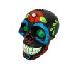 Ozdoba lebka s barevnými ornamenty černá 9 cm