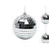Sada 10 ks ozdob: Ozdoby stříbrné lesklé disco koule 4 cm