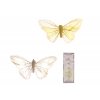 Sada 6 ks dekorací: Motýli bílo-žlutý mix 10 cm