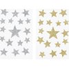 Sada 2 ks dekorací: Samolepky do oken hvězdy stříbrné, zlaté 15 cm