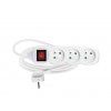 Prodlužovací kabel 1,5 m BÍLÝ  - 3 vstupy