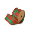 Stuha kostkovaná červeno - zelená 4 cm x 2,7 m