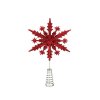 Špička na vánoční stromeček vločka červená plast 23 cm