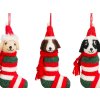 Sada 3 ks ozdob: Pejsci v Santově ponožce 13 cm
