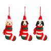 Sada 3 ks ozdob: Pejsci v Santově ponožce 13 cm