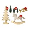 ZAPŮJČENÍ - Sada 6 ks dekorací: Vánoční stromky, houpací koník a sáňky