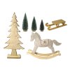 ZAPŮJČENÍ - Sada 6 ks dekorací: Vánoční stromky, houpací koník a sáňky